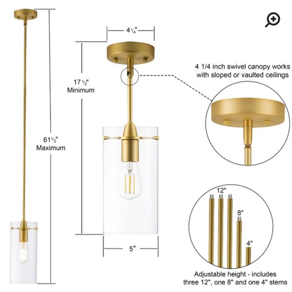 SET of two Lighting Pendant - Gold/Brass finish - Picture 2 of 2
